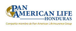 Logo for the Pan American Life Insurance Company with blue and yellow text and a globe icon.