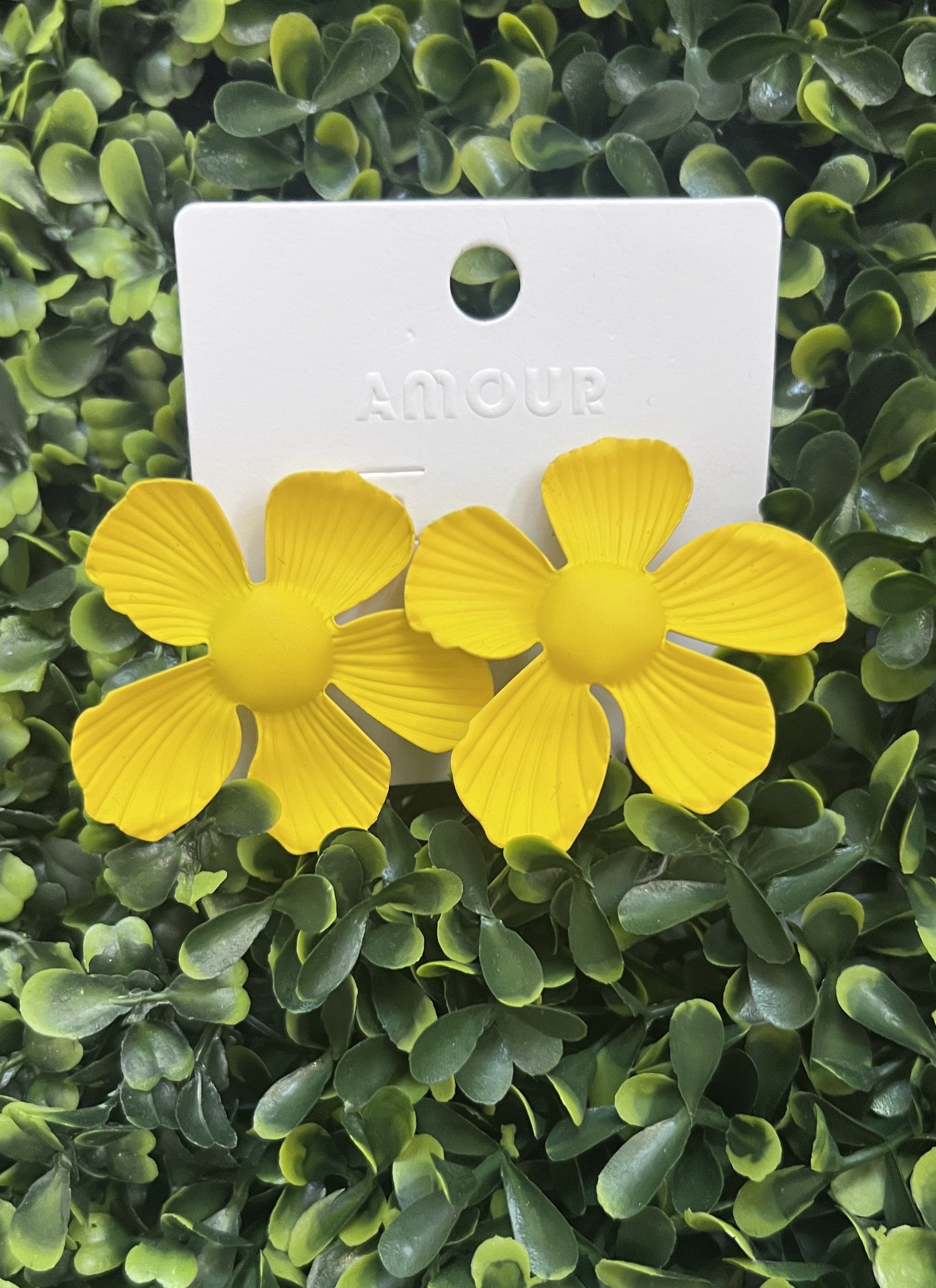 Big Flower Yellow Earrings