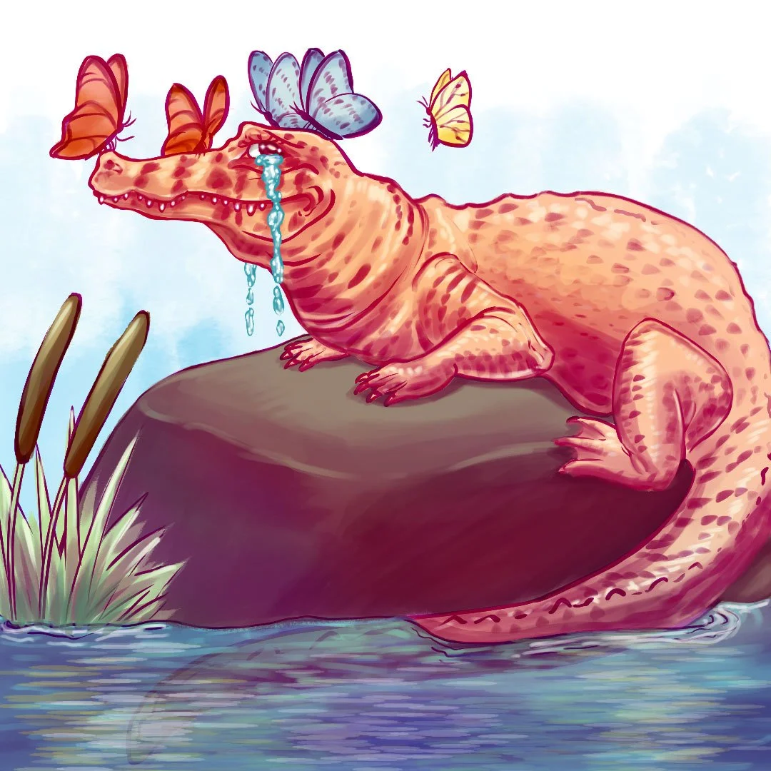  Loved an image that came up on my feed, and needed to do a sketch based on it. “Butterflies will sometimes land on a Caiman and drink its salty crocodile tears in order to survive. This helps the Caiman to feel both less sad and more fabulous.” #ani