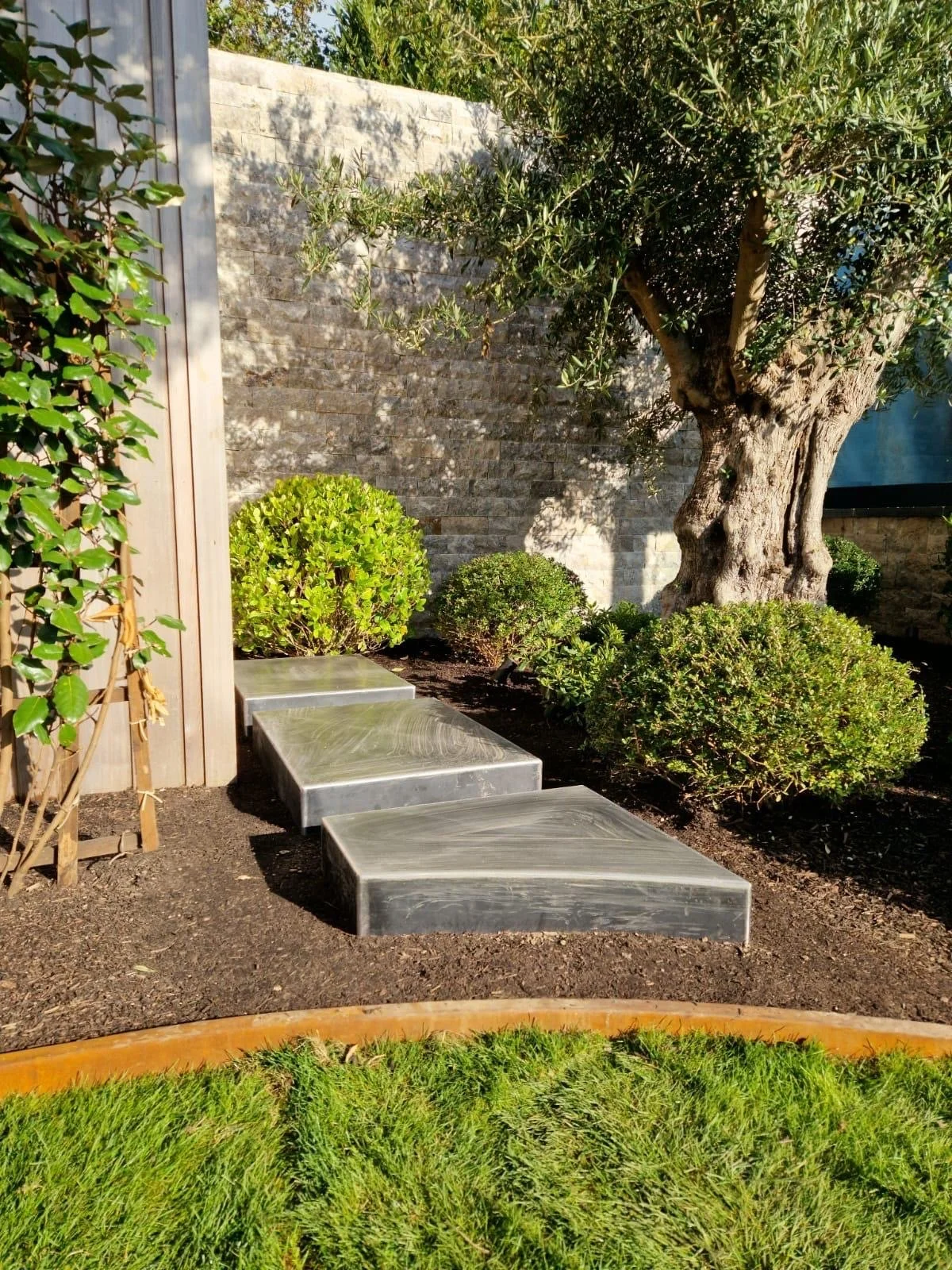 Corten edging and garden steps