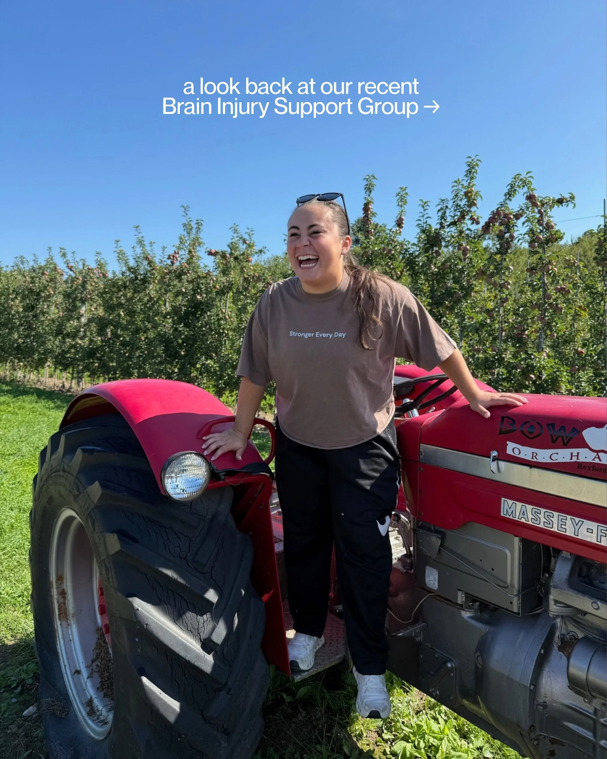 Days like this are why we love what we do 🤎 A little look at our Brain Injury Support Group enjoying a day out at Bowman&rsquo;s Orchards!