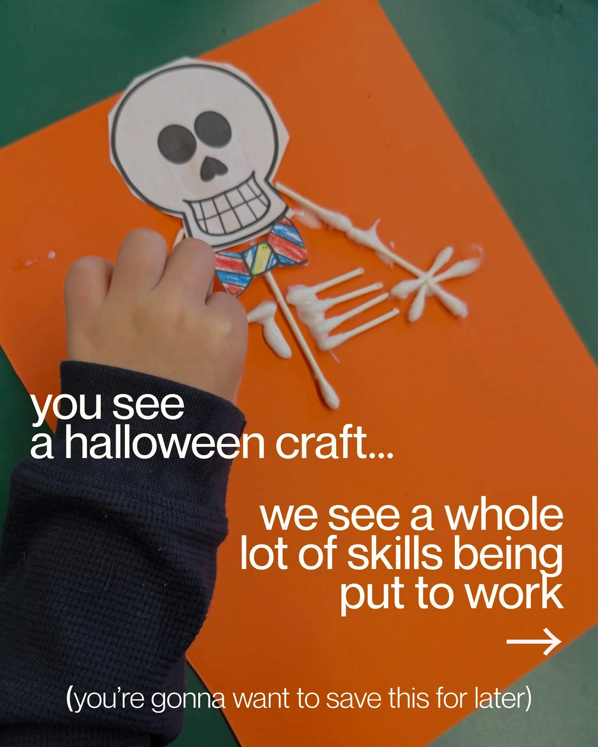 A little Halloween fun with a whole lot of skill-building! 🎃

Fine motor skills, hand strength, and coordination all wrapped into one festive activity.

Save this one to try with your little ones! 🧡
