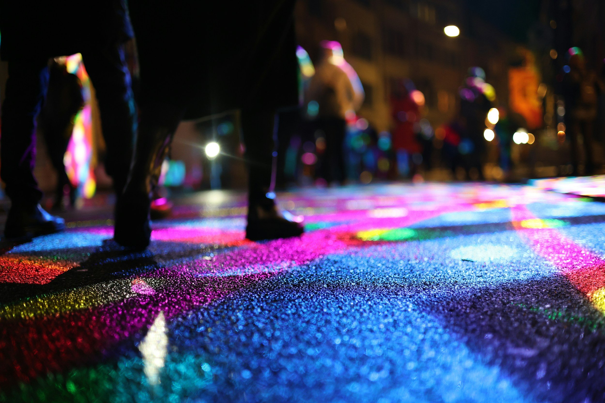 Lighted street during Light Festival