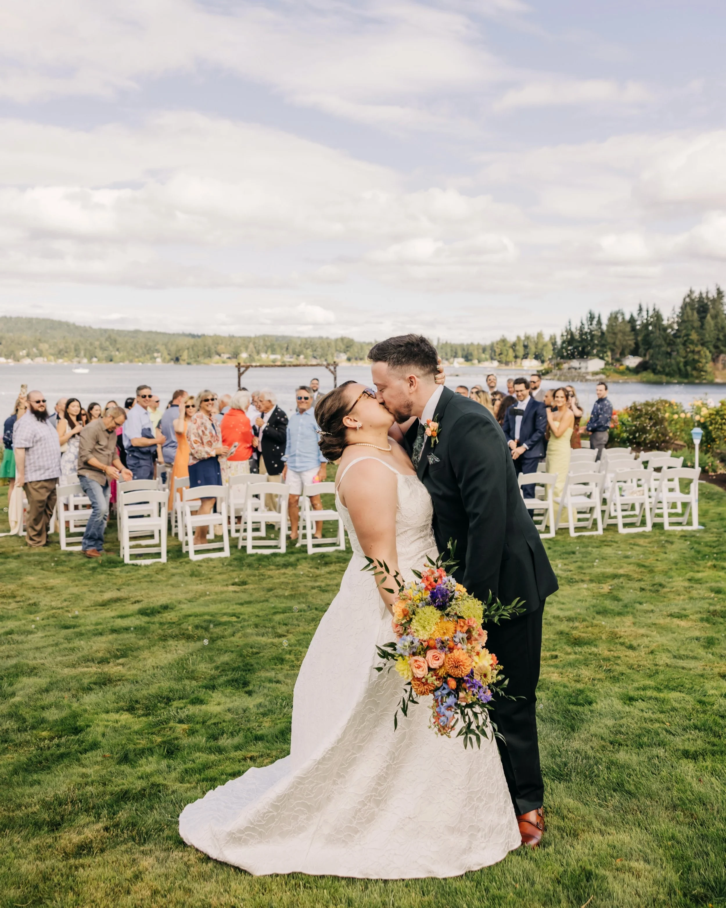 Sneak peek of the most beautiful day! This backyard wedding was absolutely stunning. Highlights included the brides dad walking her to meet the groom so they could walk together the rest of the way down the aisle together, everyone dancing with pictu