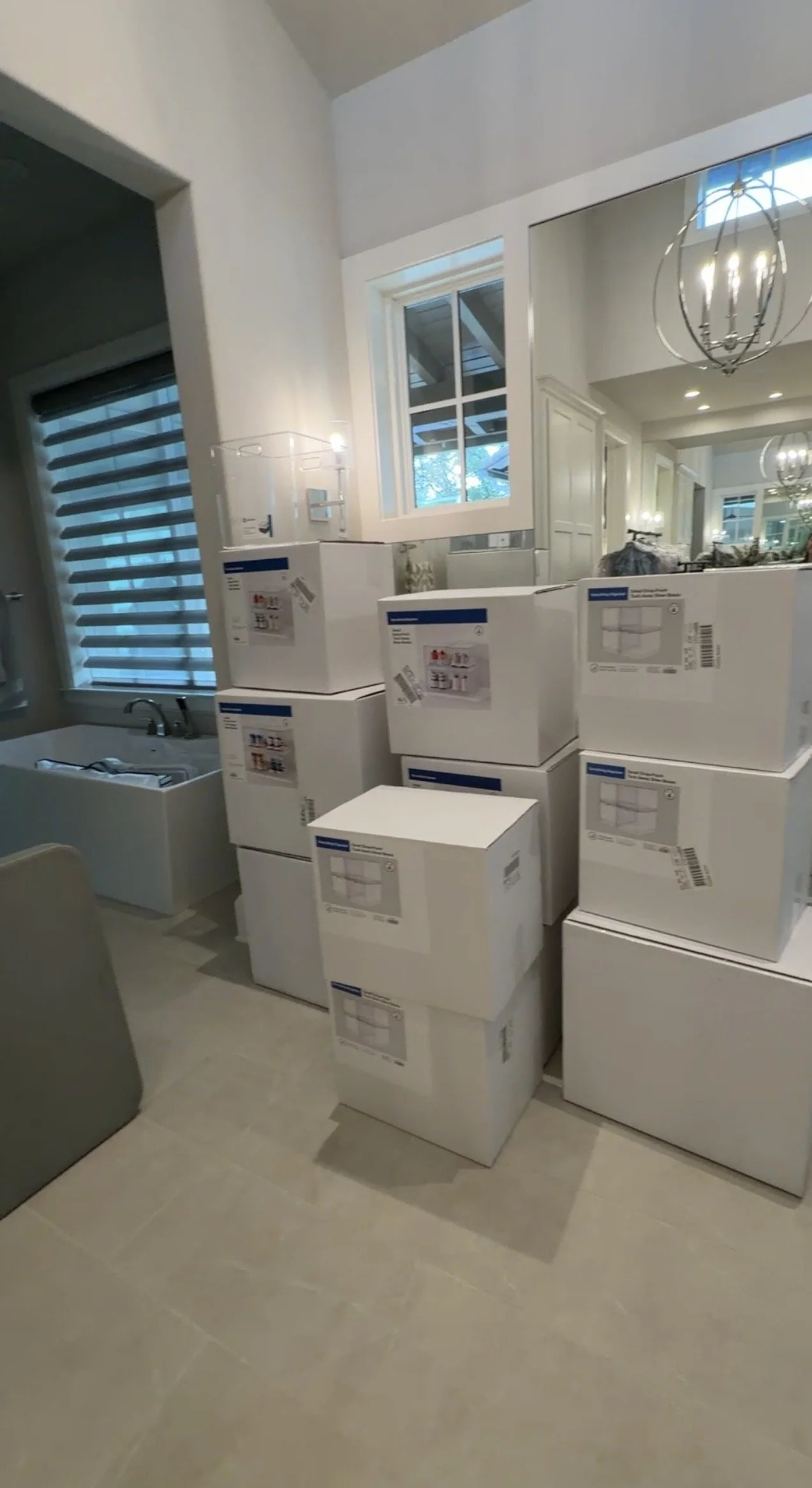 Boxes and organizing products ready for an unpacking and home setup project in San Antonio