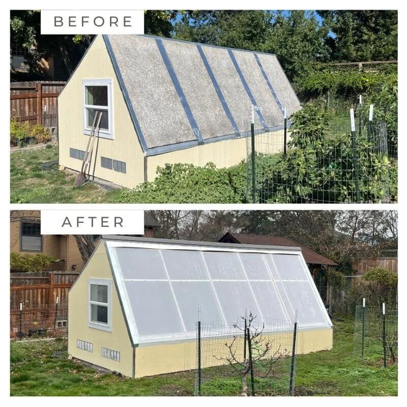 House Husband Pro Before and After - Greenhouse Roof Installation