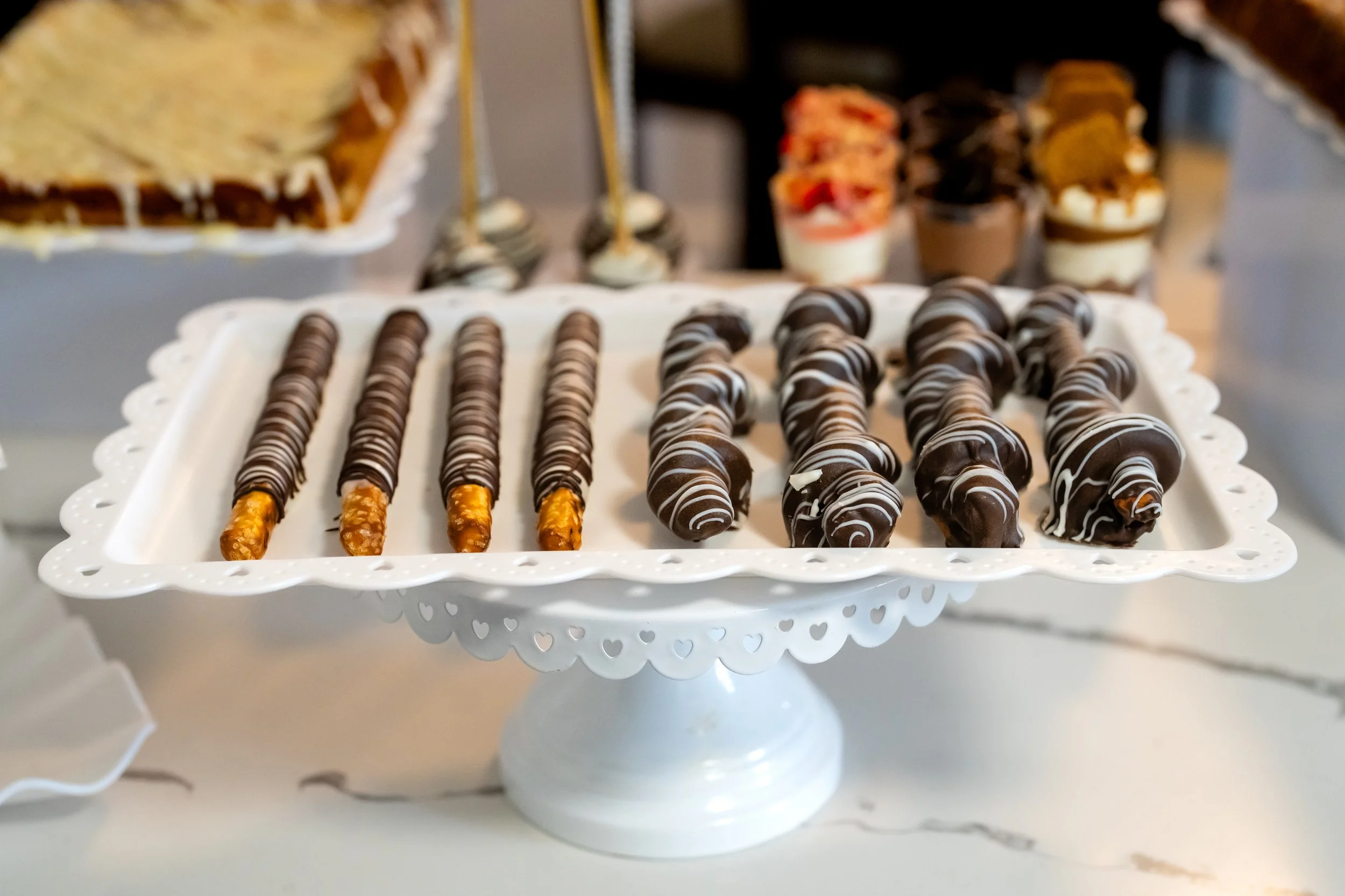 Two varieties of chocolate covered pretzels