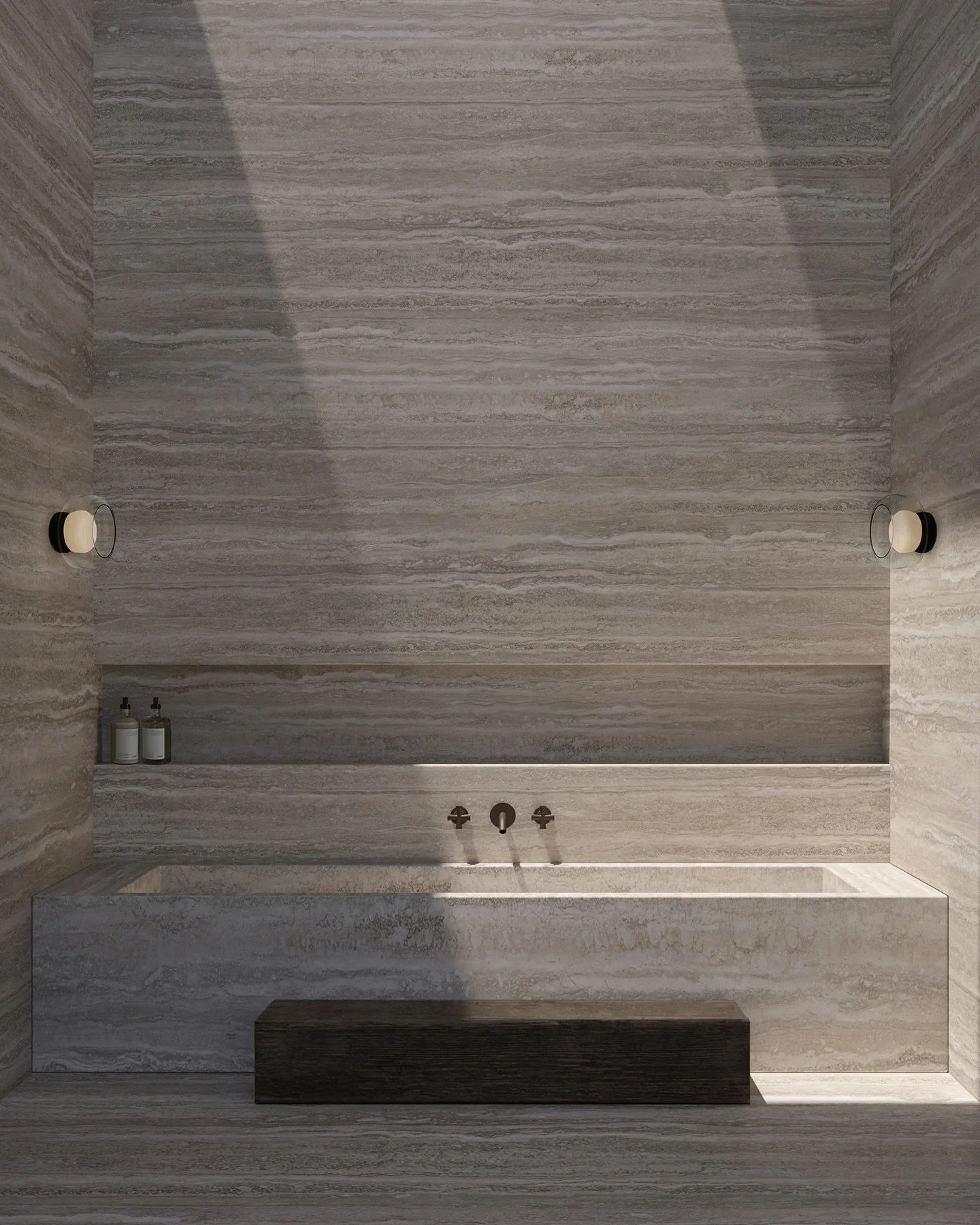 Linear veining that evokes depth, refinement and timeless beauty

#Travertine 
#Maya #Stoneimports #Mayastoneimports #InteriorsDesign #StoneStories #DesignInspiration #TravertineInspiration #TimelessDesign #DesignDetails #BathroomInspiration #Travert