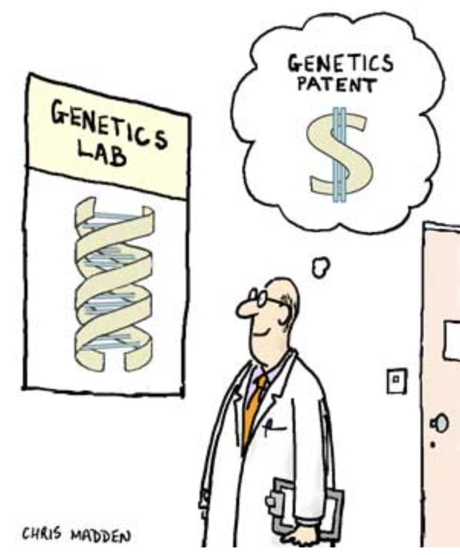 Madden, Chris. “Genetics Patent” [cartoon]. Chris Madden Cartoons, www.chrismadden.co.uk