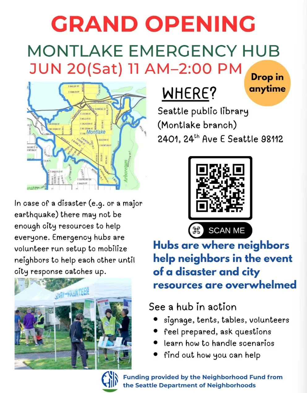 Montlake Emergency Hub Grand Opening - June 20th 11am