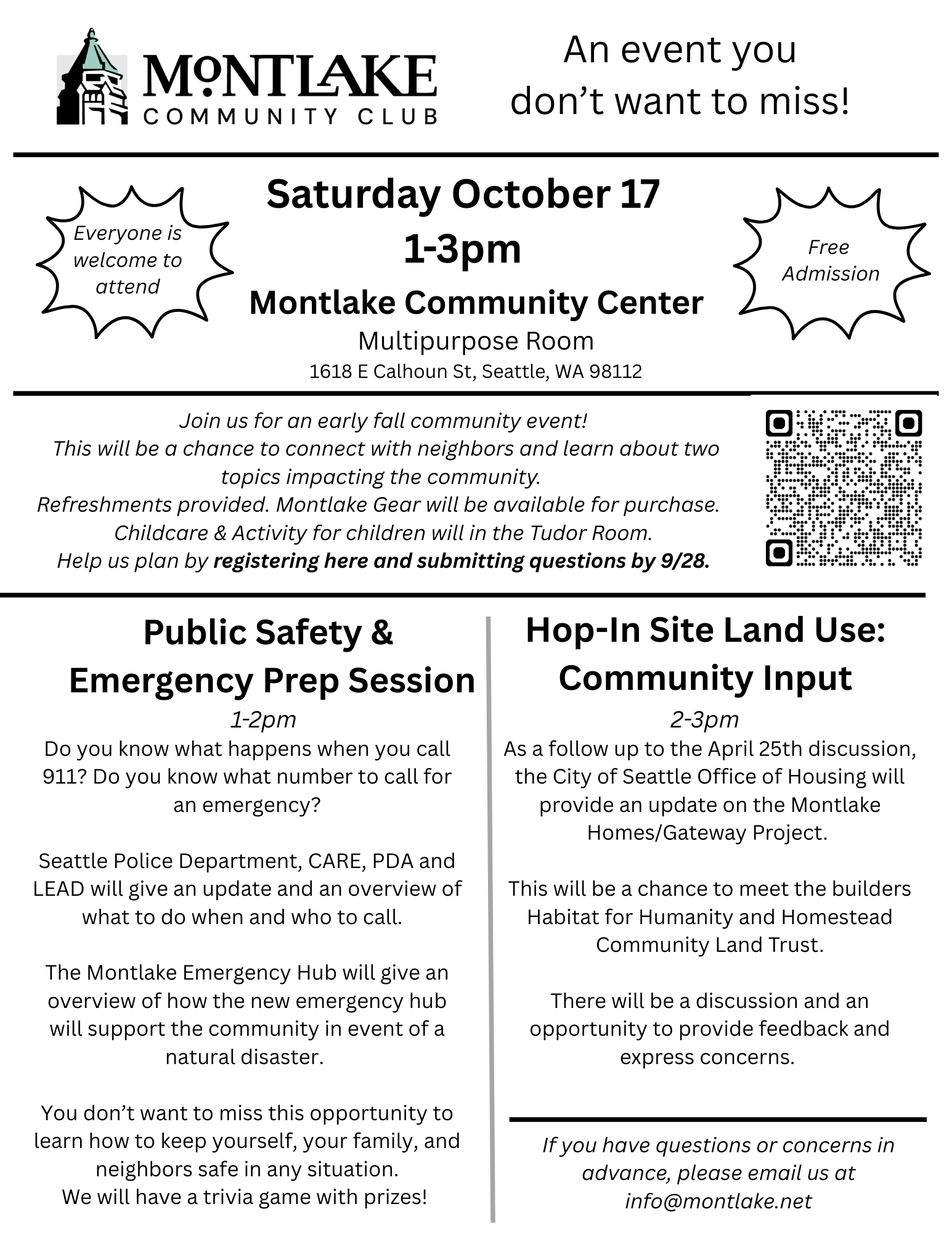 Upcoming Community Meeting October 17