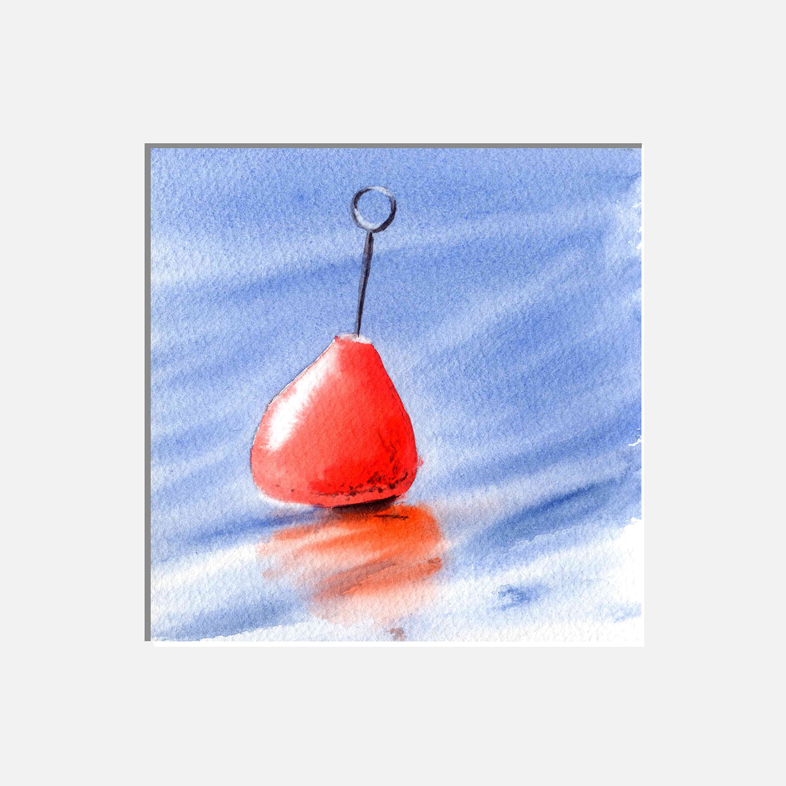 Rote Boje, 12 x 12cm, Passepartout 25 x 25 cm