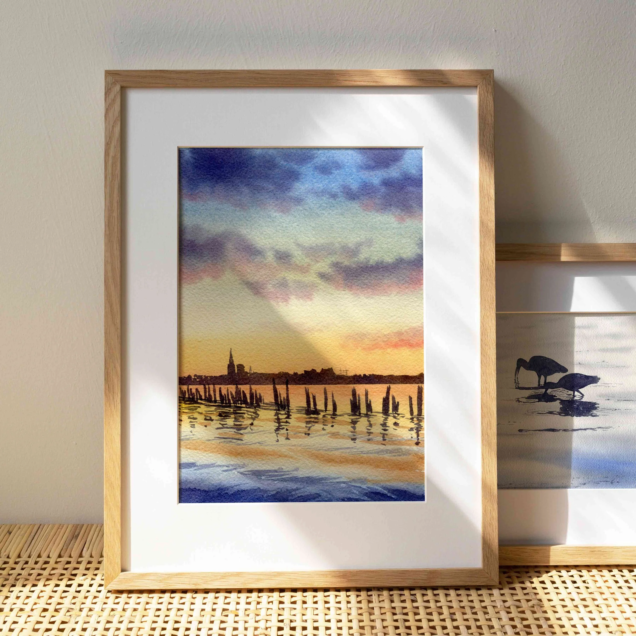 Abend über Stralsund, Passepartout 21 x 29 cm