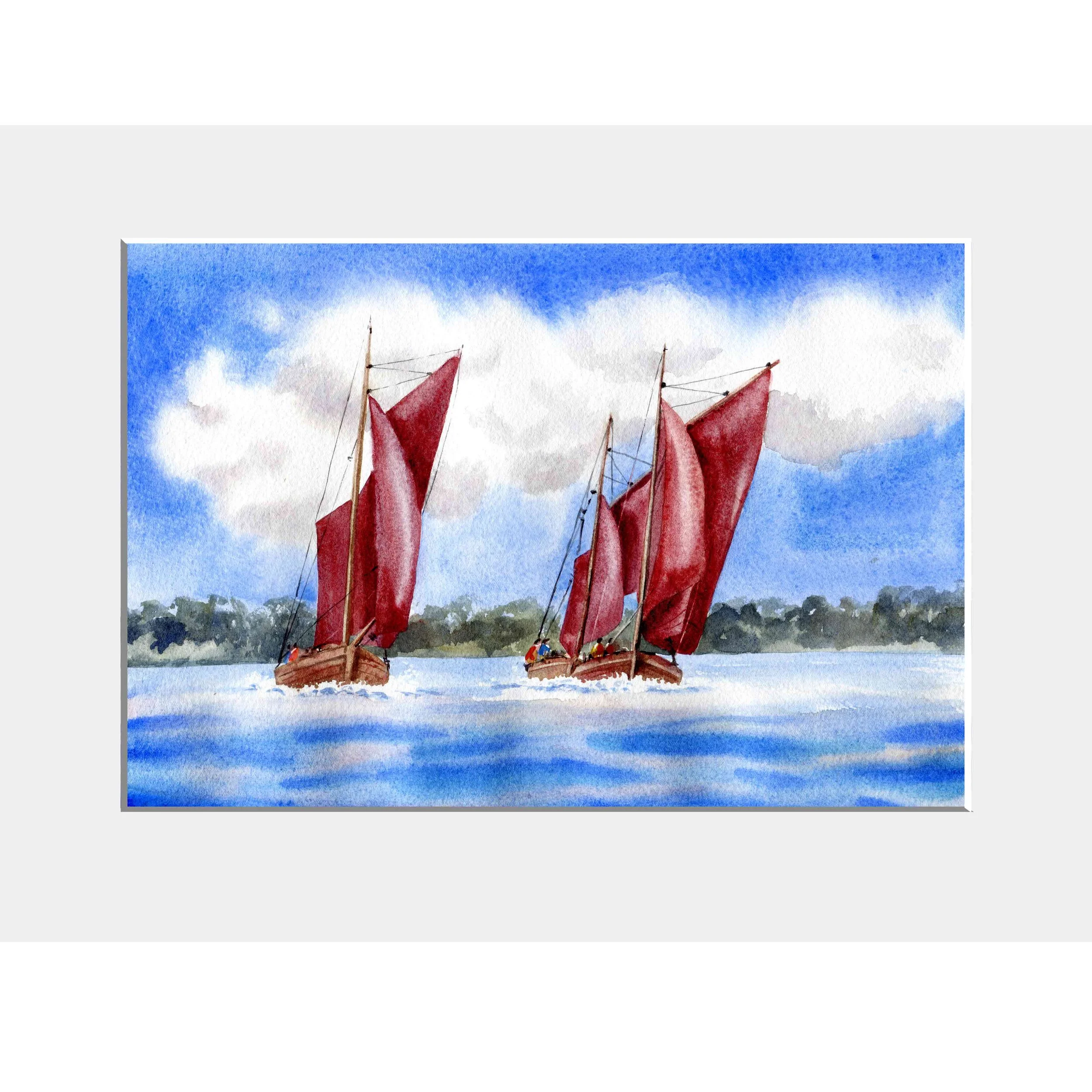Zeesbootrennen - 20 x 30cm, Passepartout 30 x 40cm