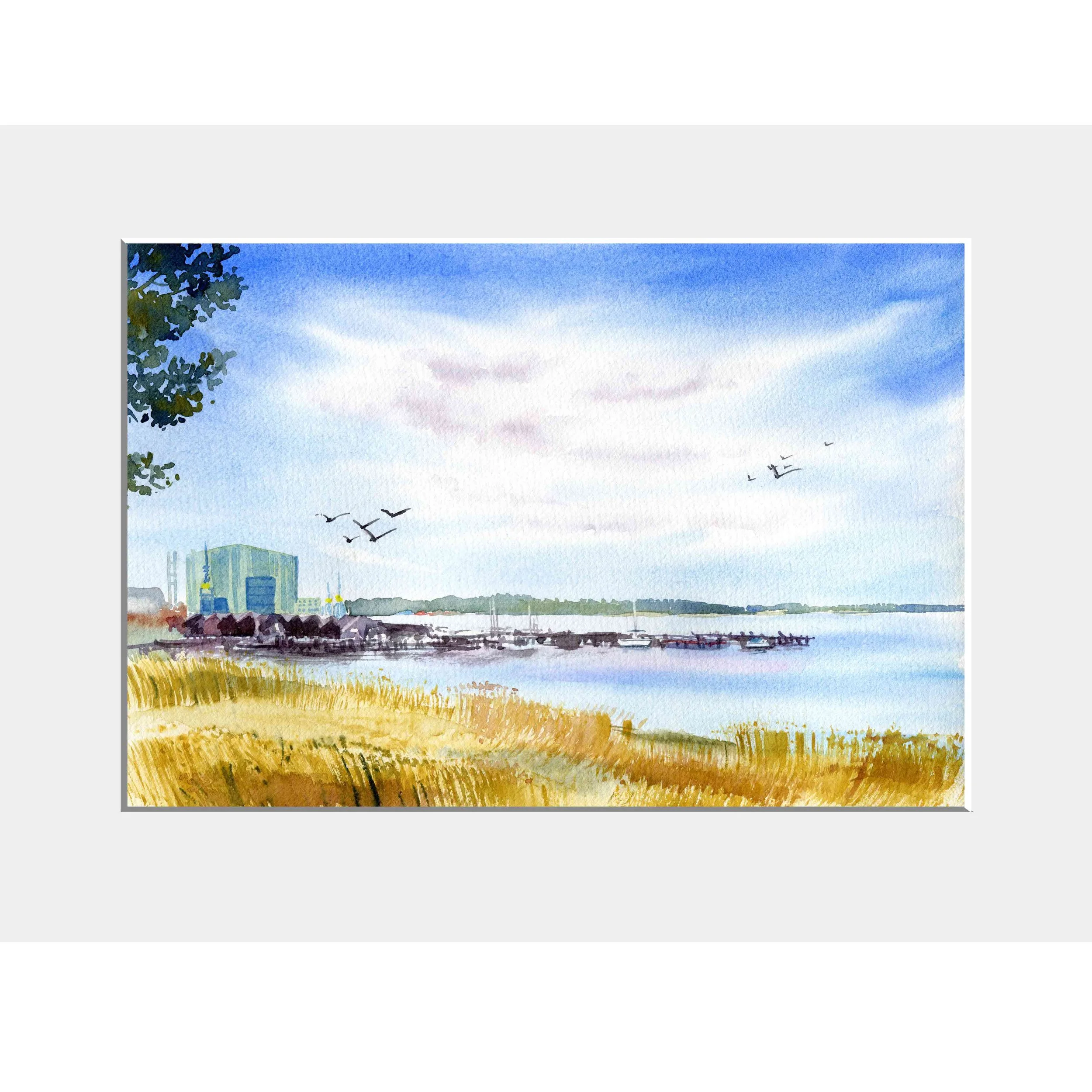 Blick auf die Werft, Passepartout 30 x 40 cm