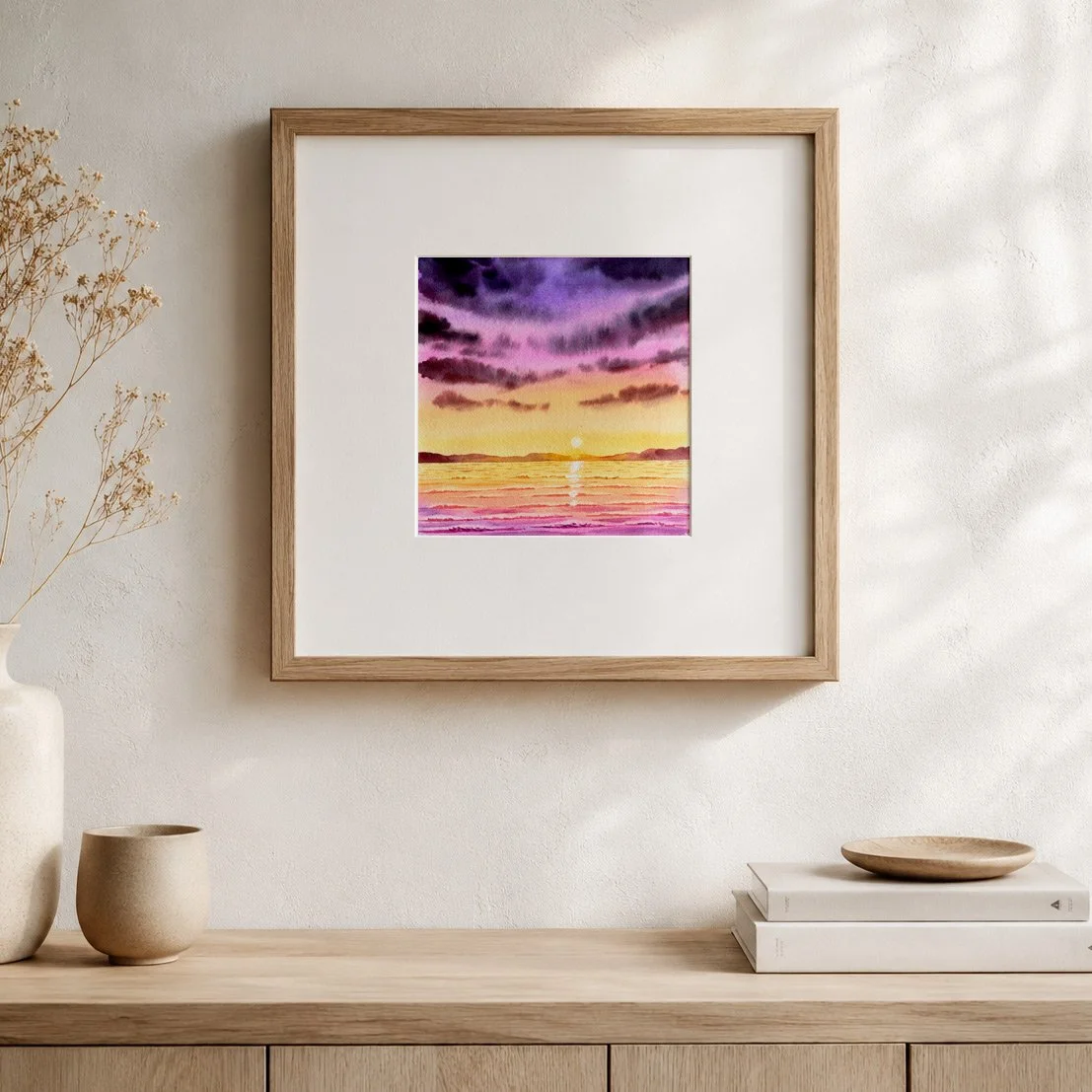 Sonnenuntergang, 20 x 20, Passepartout 30 x 30cm