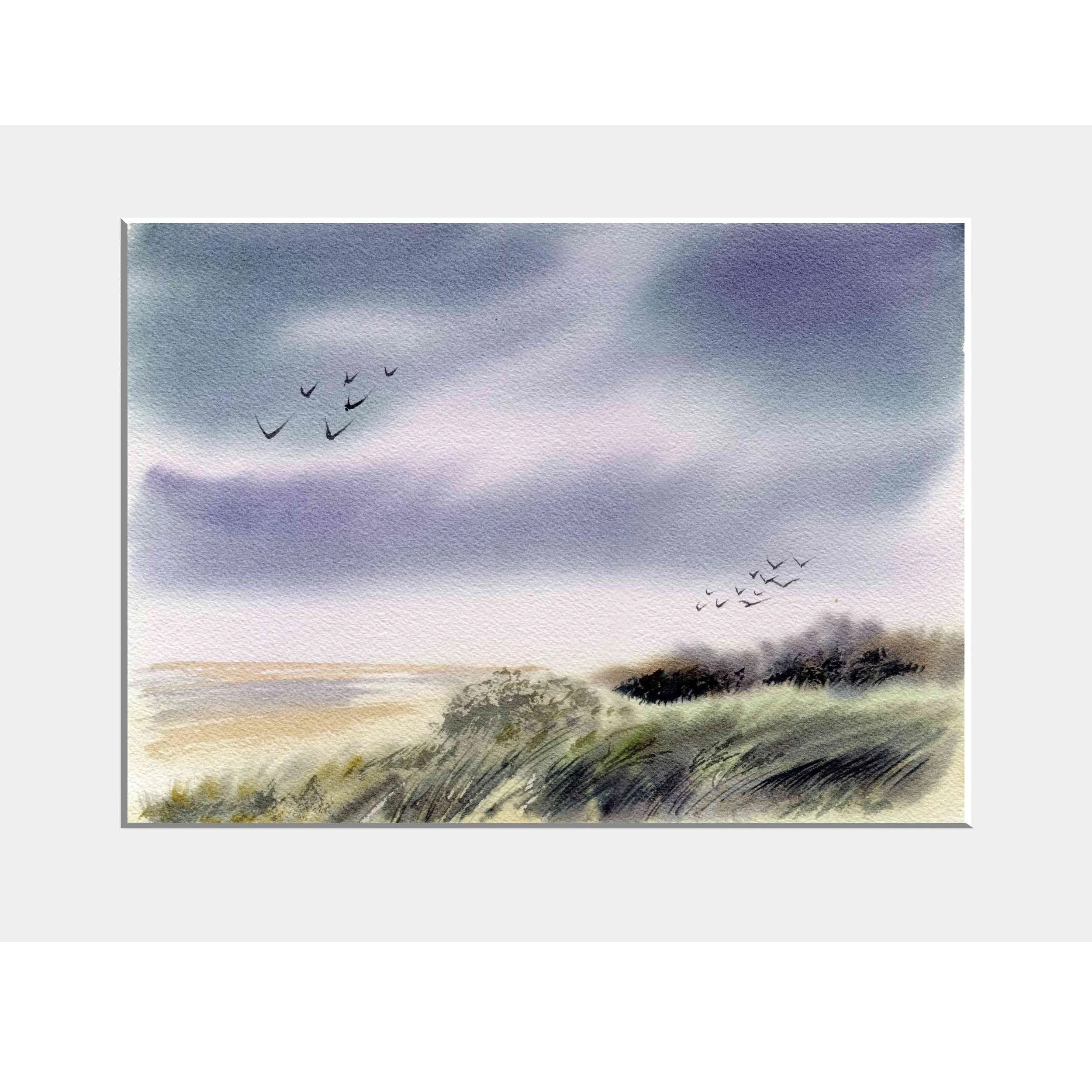 Abend über den Dünen, Passepartout 30 x 40cm