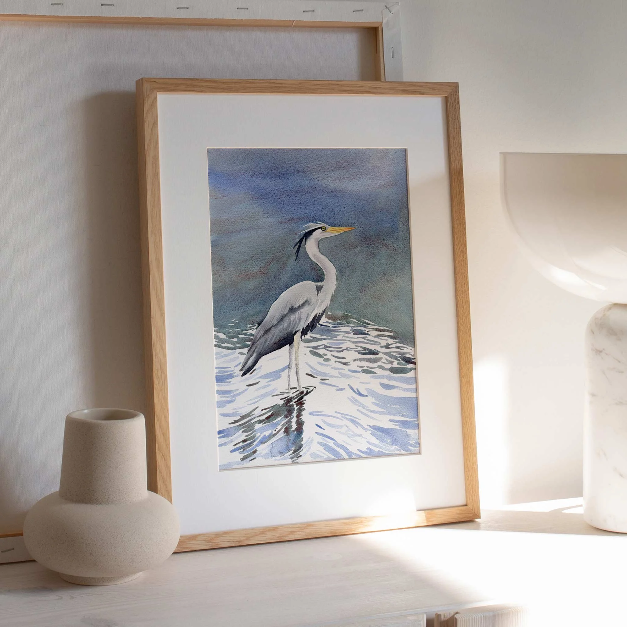 Graureiher, 20 x 29 cm, Passepartout 30 x 40cm