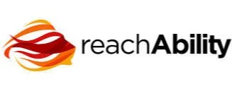 ReachAbility logo with a stylized flame and sunset icon
