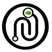 Logo featuring a stylized black circular outline with a green and white circular element at the top and a black line forming a loop.