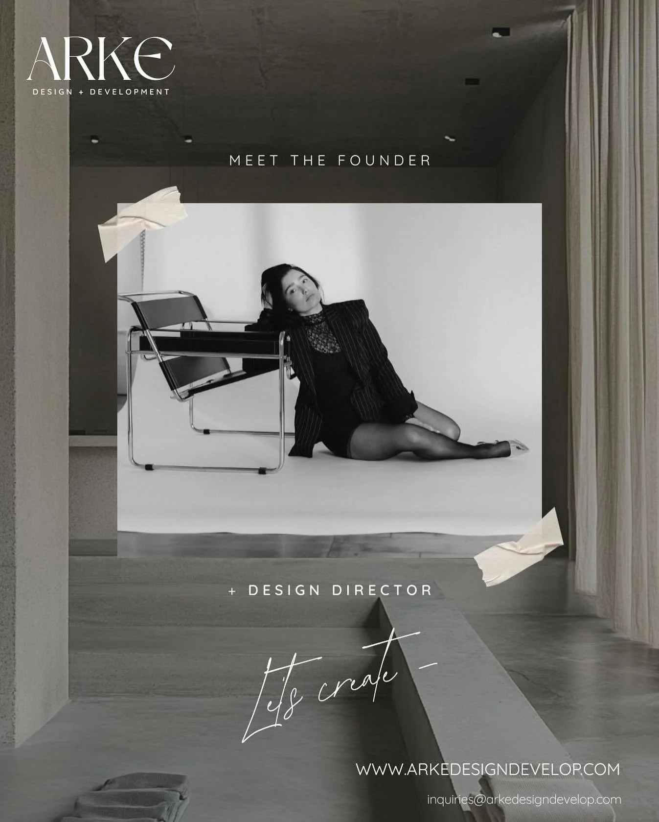 Kristin Eakin&mdash;founder + Design Director of ARKE Design + Development, LLC.

From fashion to architecture, hospitality to interiors&mdash;
the work is about transformation.

ARKE exists to take ideas beyond the sketch. 
From concept to creation,