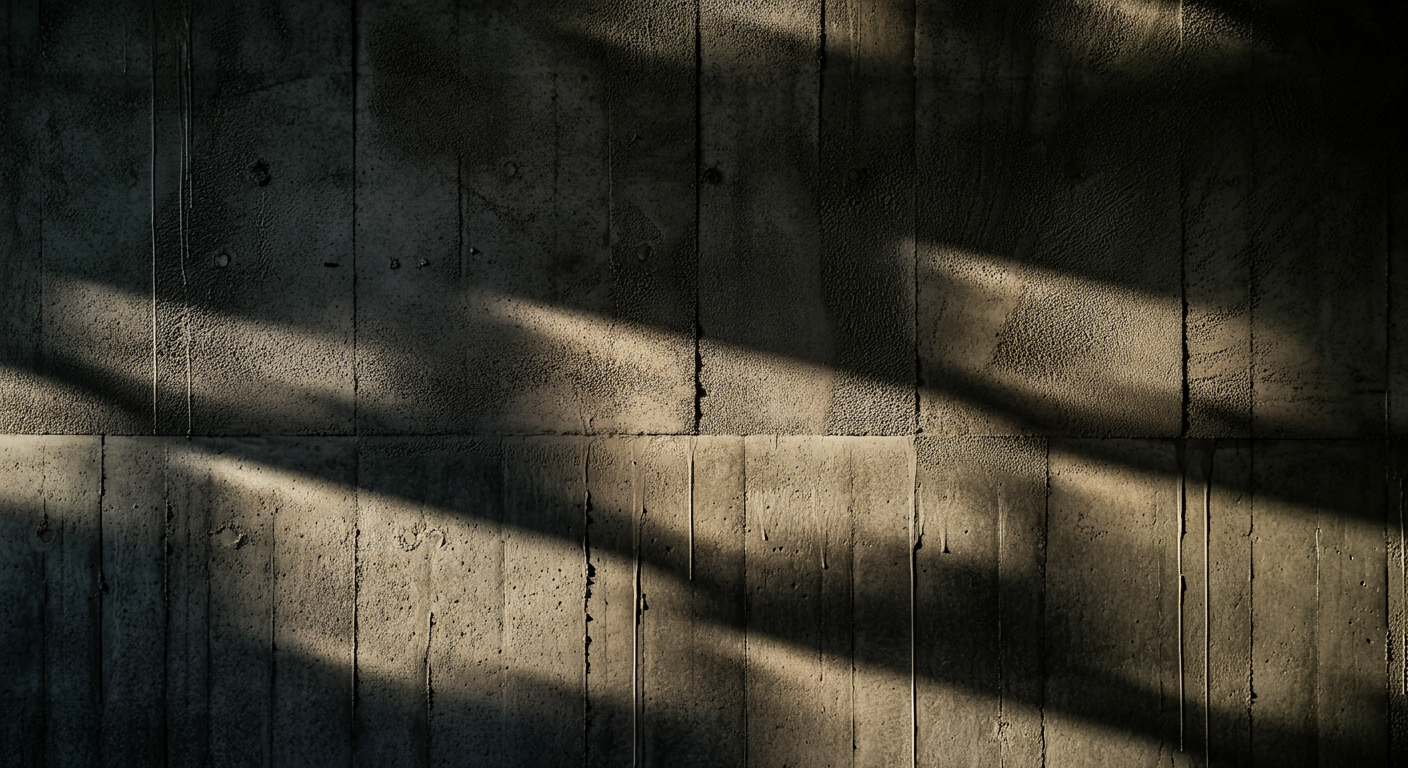 Abstract sculpture with round object on pedestal, with dappled light pattern.