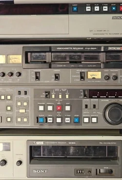 A collection of vintage electronic devices