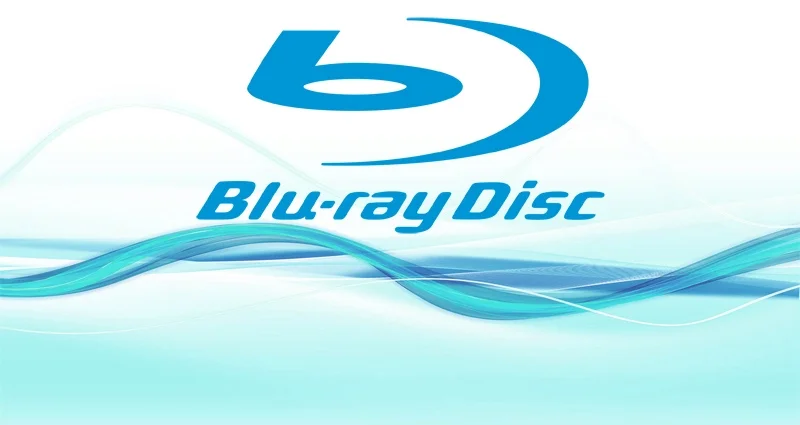 Blue-ray Disc logo with blue wave design on a light background.
