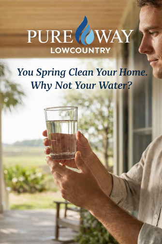 Spring Cleaning Man Holding Glass of Clear Water