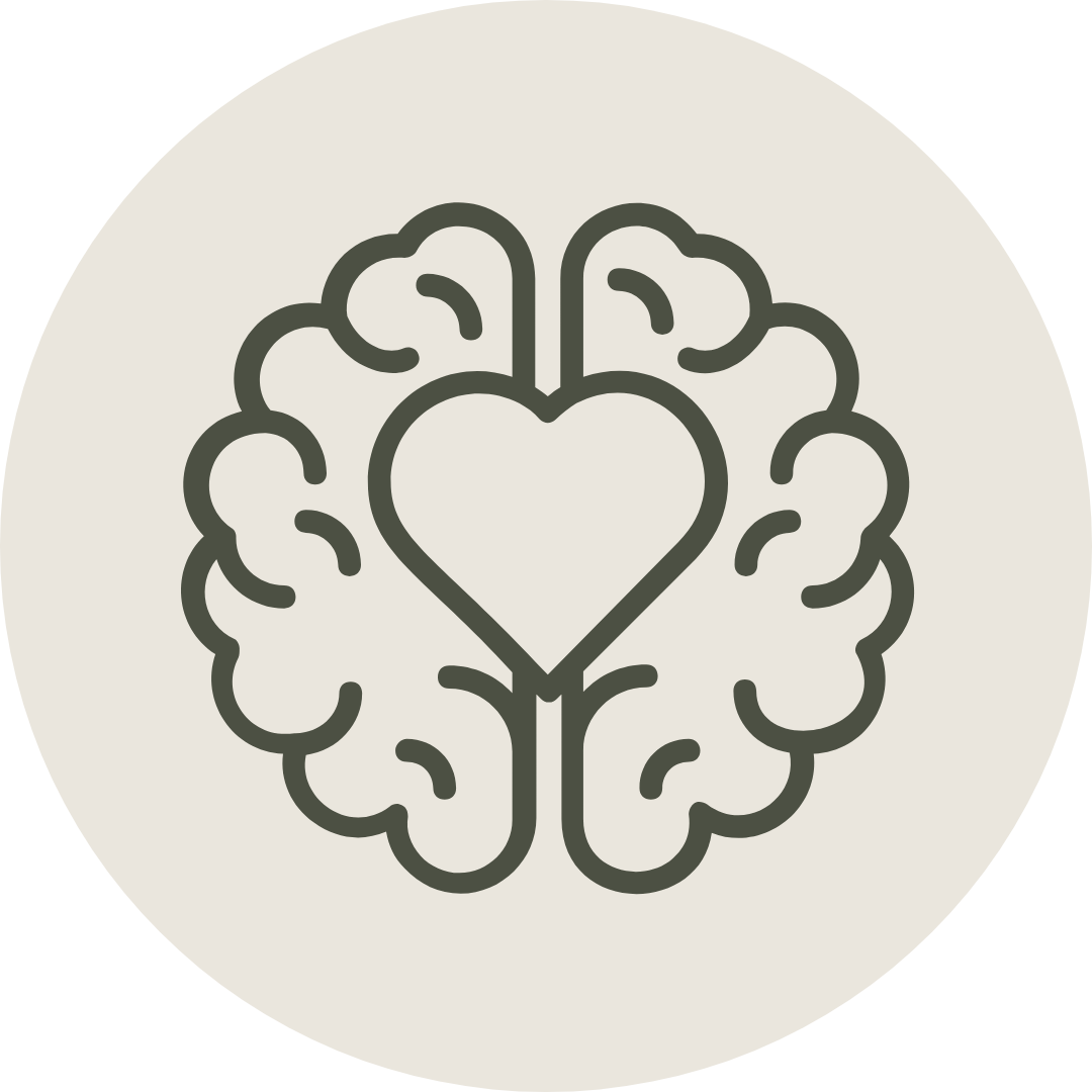 An illustration of a brain with a heart in the middle.