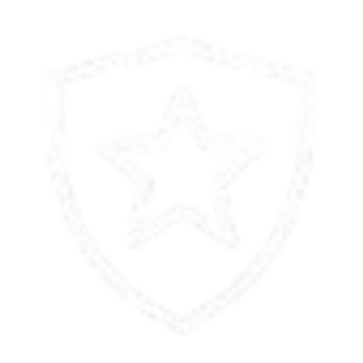 A shield with a star in the center outlined with dashed lines.