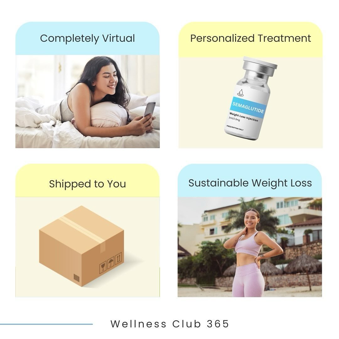 ✨ Lose Weight Effortlessly with GLP-1! ✨

Struggling to shed stubborn pounds? GLP-1 medications have helped patients lose an average of 15-20% of their body weight&mdash;and now, it&rsquo;s more convenient than ever! 📦💉

💻 No Office Visits Needed
