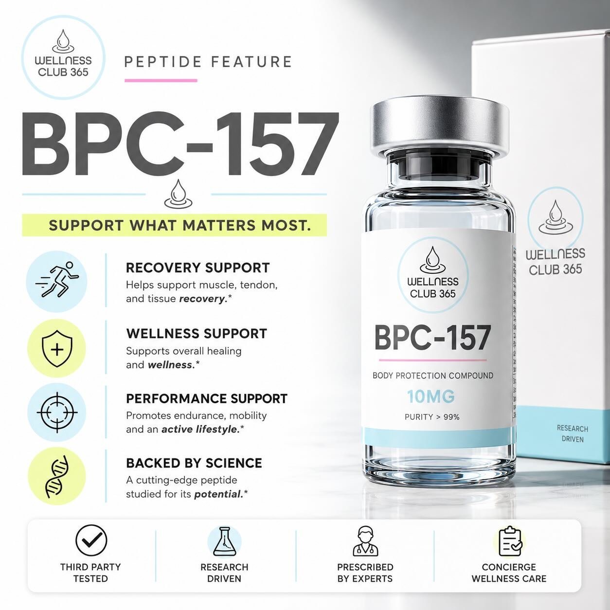 Looking to support recovery, movement, and feeling your best? BPC-157 has become a go-to in modern wellness routines for those focused on:
💧 Muscle support 💧 Tendon &amp; tissue support 💧 Recovery &amp; healing support 💧 Gut health support 💧 Act