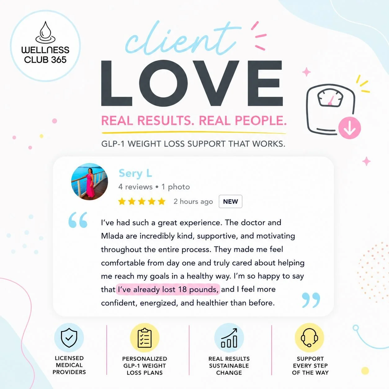 ⭐️⭐️⭐️⭐️⭐️

18 pounds down and feeling more confident, energized, and healthier. 🙌

Our favorite part isn&rsquo;t the number on the scale&mdash;it&rsquo;s helping clients build sustainable habits and feel supported every step of the way.

Personaliz