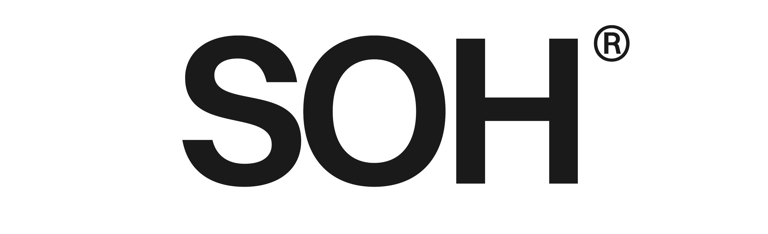 Black logo of Studio Ozark Henry on a white background. The logo consists of three letters: SOH. The logo is a registered trademark.