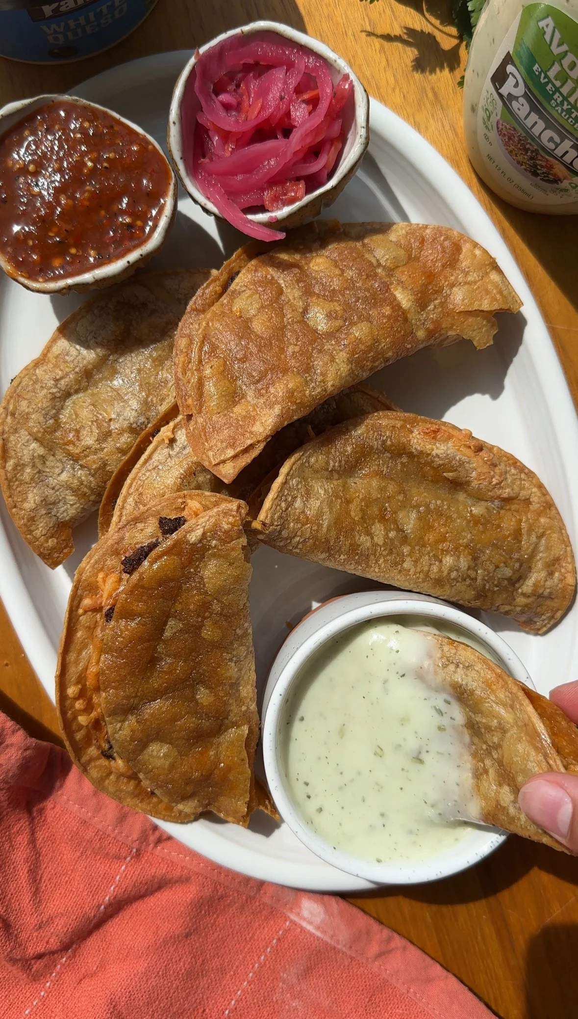 Crispy Baked Tacos with Everything Sauce