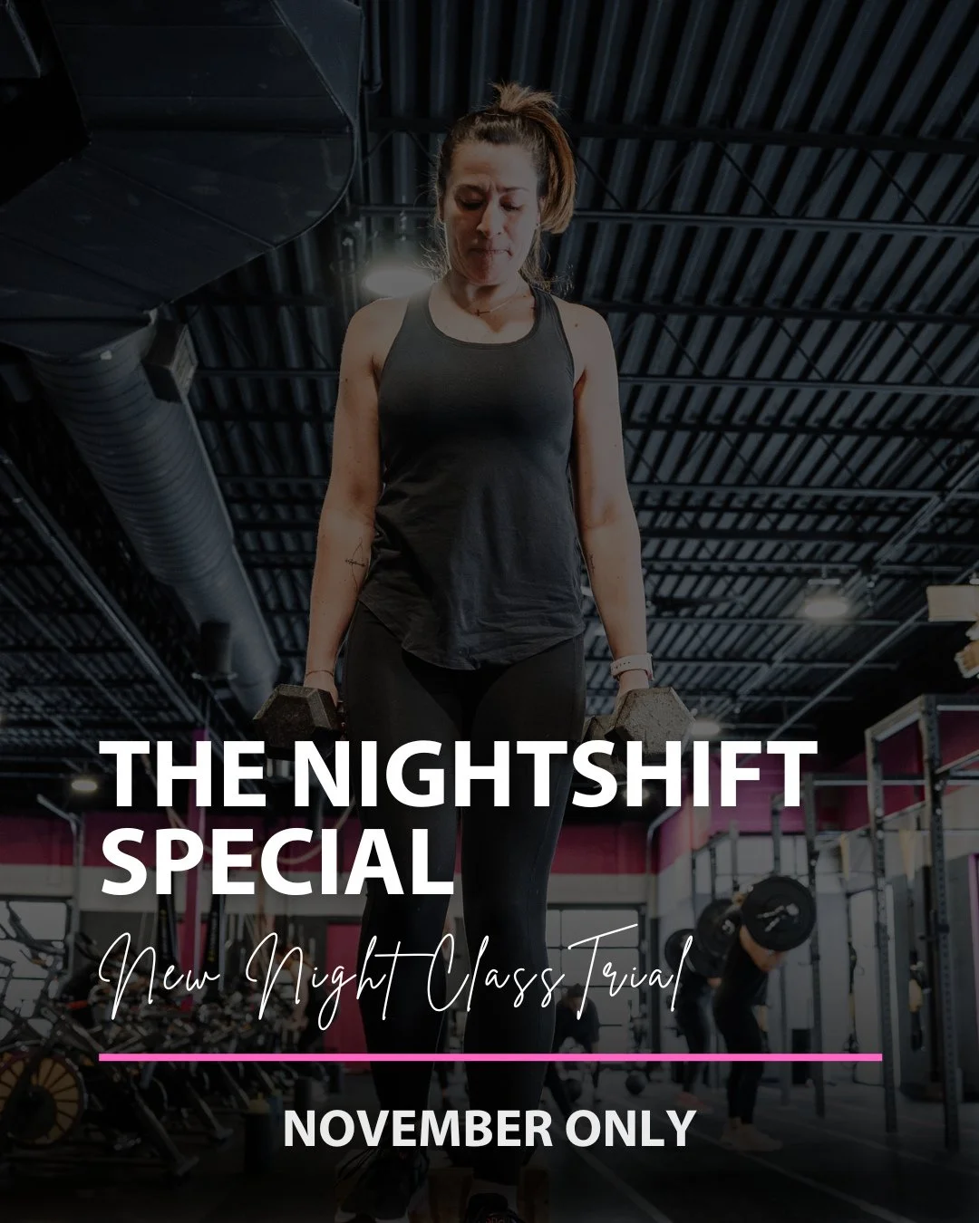 🌙 The Night Shift Special⁠-NOVEMBER ONLY!⁠
⁠
Our AM classes are packed, but we&rsquo;re looking to grow our PM crew!⁠
More night owls = the ability to add more PM class times and new options for our community!! *Please note this is for Big Group onl