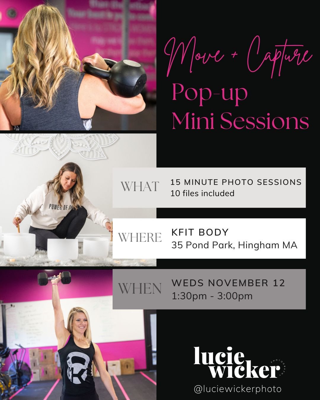 📸 Mini Pop-Up Photoshoot w/ the talented @luciewickerphoto!⁠
⁠
Who it&rsquo;s for: wellness pros, fit-preneurs, or any boss woman who needs updated shots that actually feel like her.⁠
⁠
Need new content yesterday? We got you. Quick + fun shoots to r