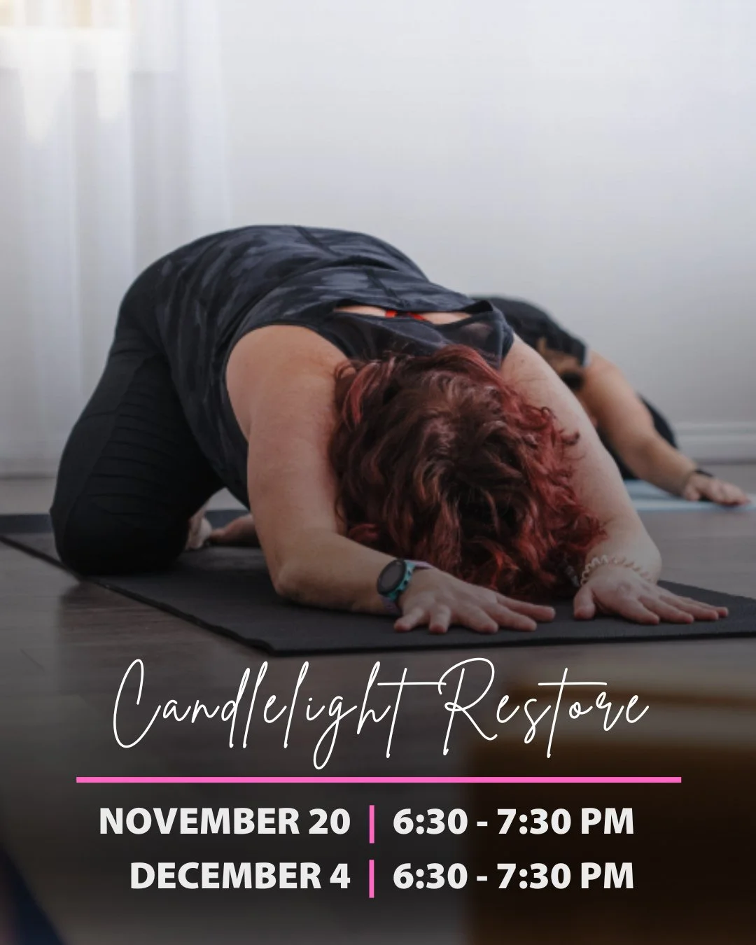 Candlelight Restore is back! ✨⁠
⁠
Take a pause before the holiday rush and melt into a 60-minute restorative session designed to help you unwind and reset. You&rsquo;ll move through gentle stretches and supported poses under the calming glow of candl