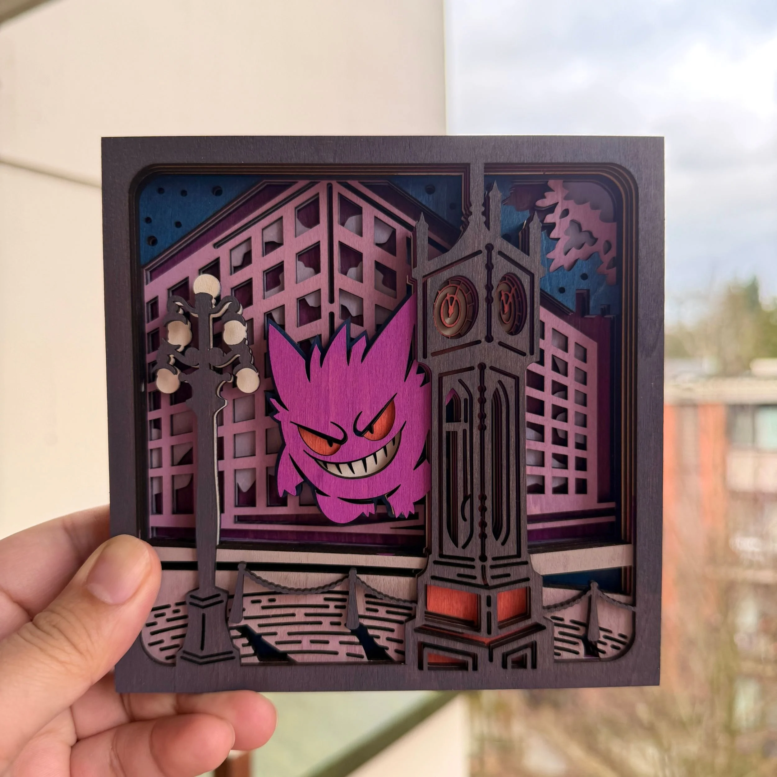 Gengar in Gastown – 3D Layered Wooden Display