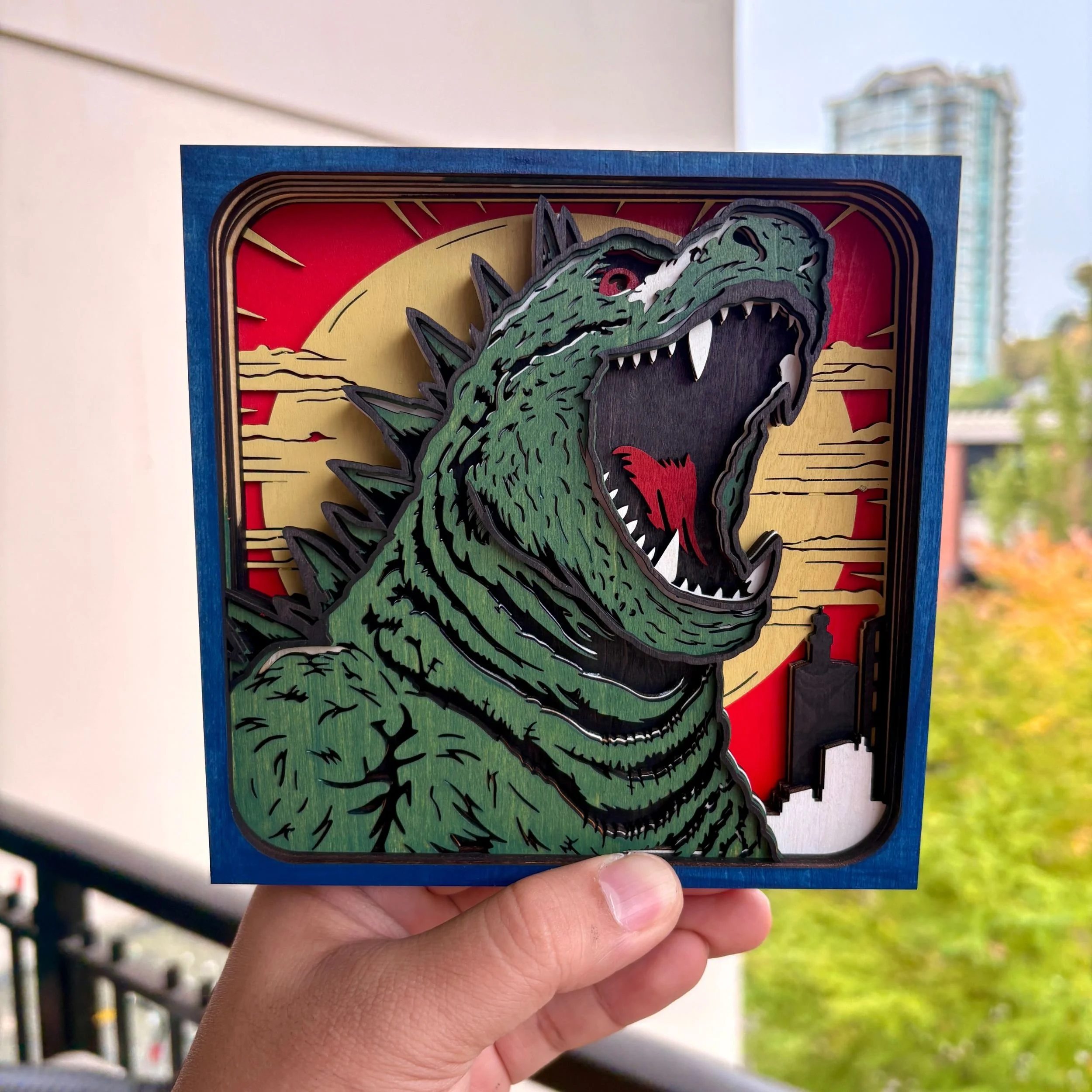 Godzilla Roar – 3D Layered Wooden Display