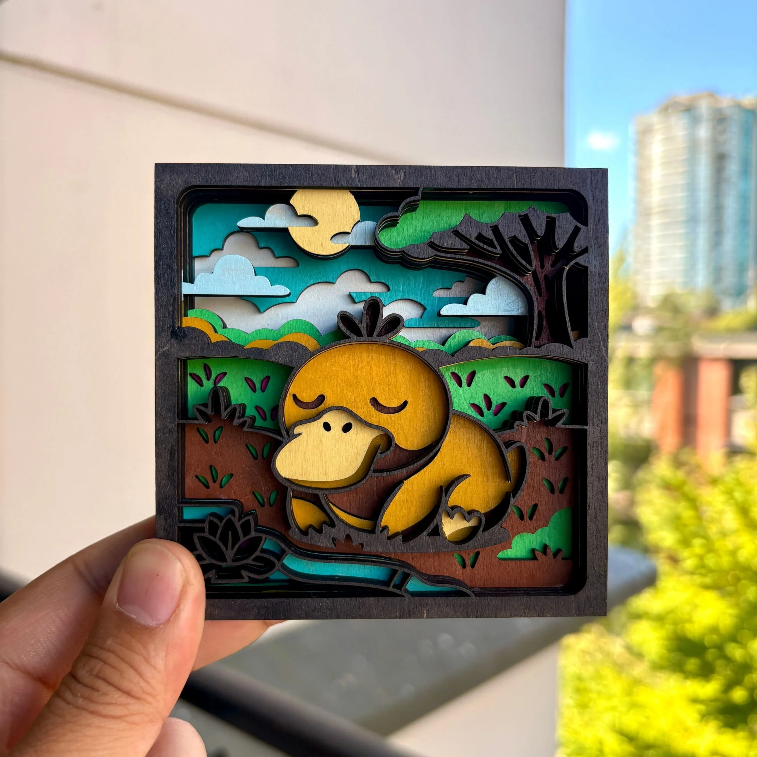 Sleepy Psyduck – 3D Layered Wooden Display