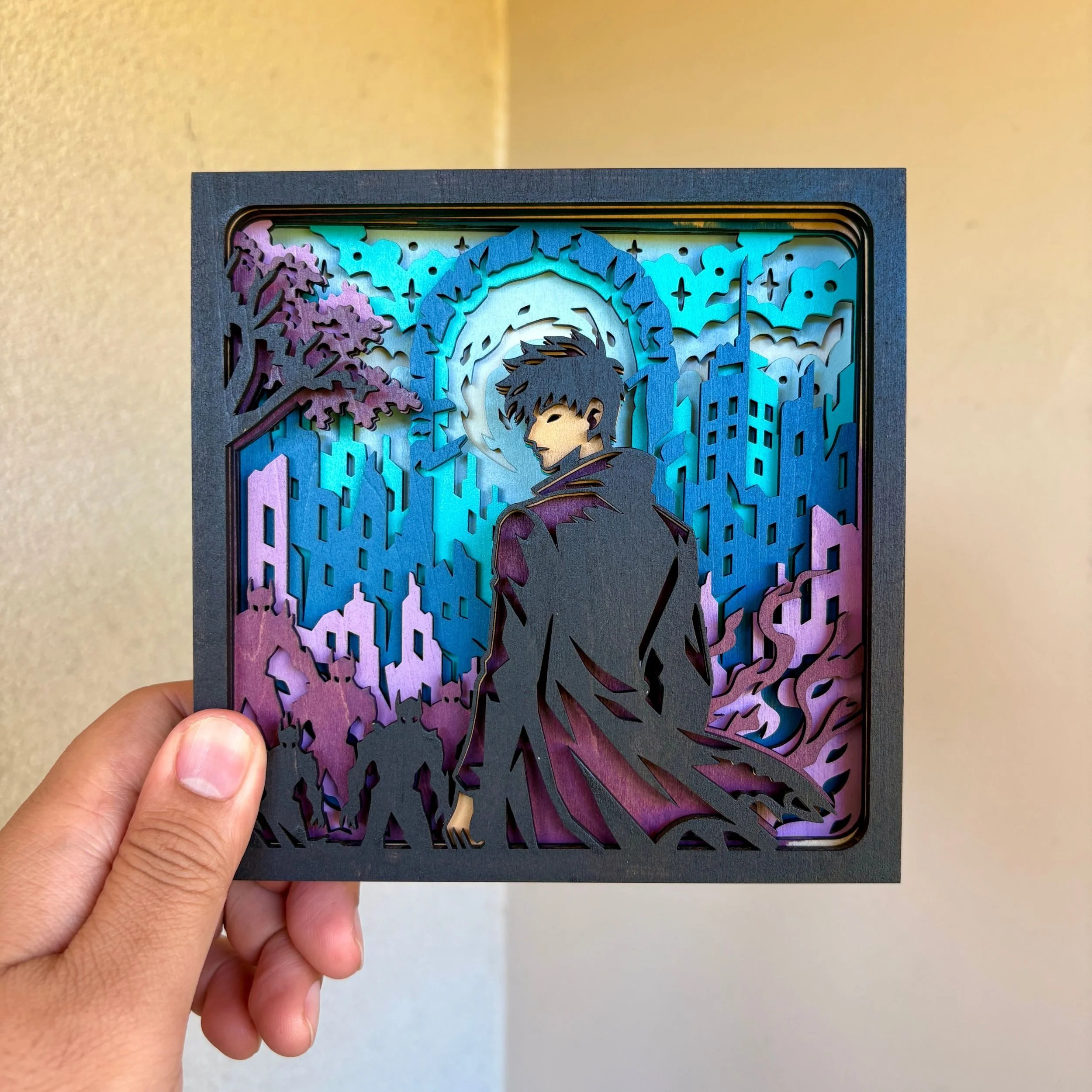 Shadow Monarch – 3D Layered Wooden Display (Inspired by Solo Leveling)