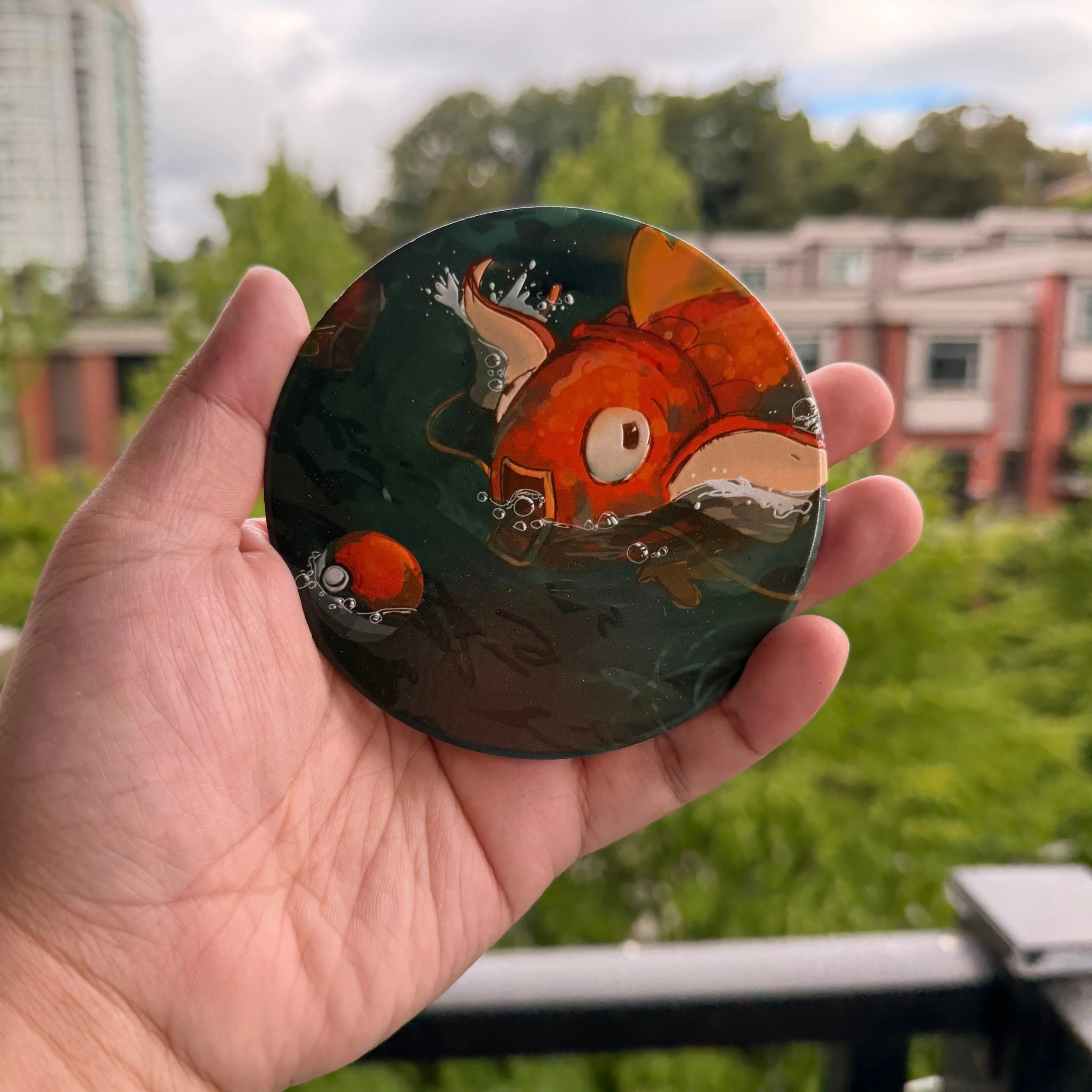 Textured Ceramic Coaster Art - Magikarp