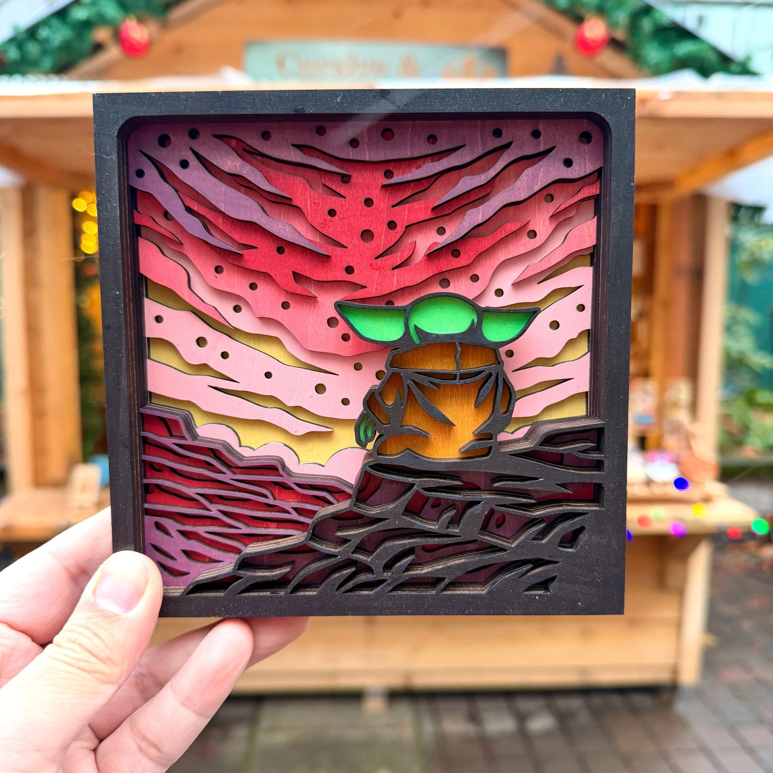 Desert Sunset Alien – 3D Layered Wooden Display