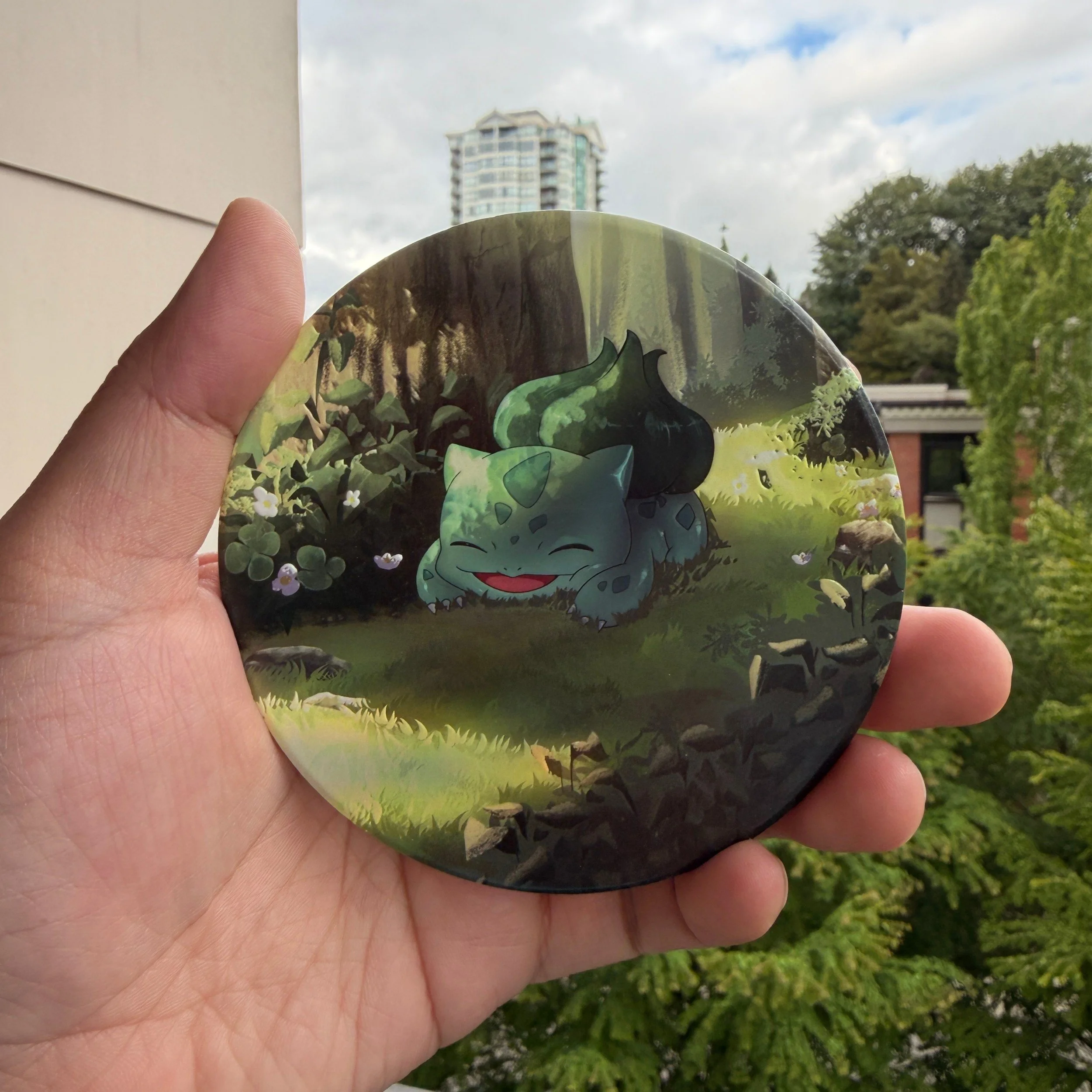 Textured Ceramic Coaster Art - Bulbasaur