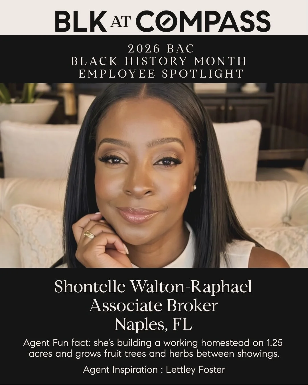 Happy Monday, BAC family! We are halfway through Black History Month and the talent we&rsquo;re seeing is unmatched. Today, we&rsquo;re heading back to Florida to spotlight two agents making a massive impact:

🌿 Shontelle Walton-Raphael
Shontelle is