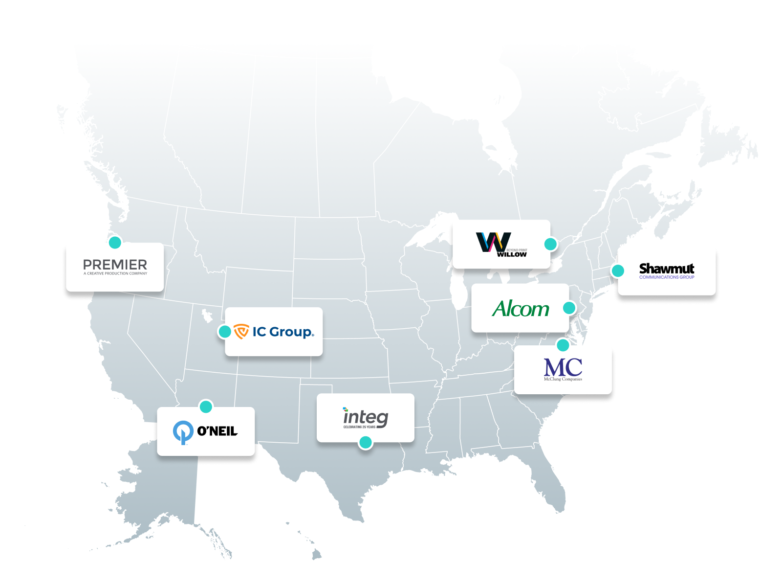 Map of 9Fold Collective Partner locations