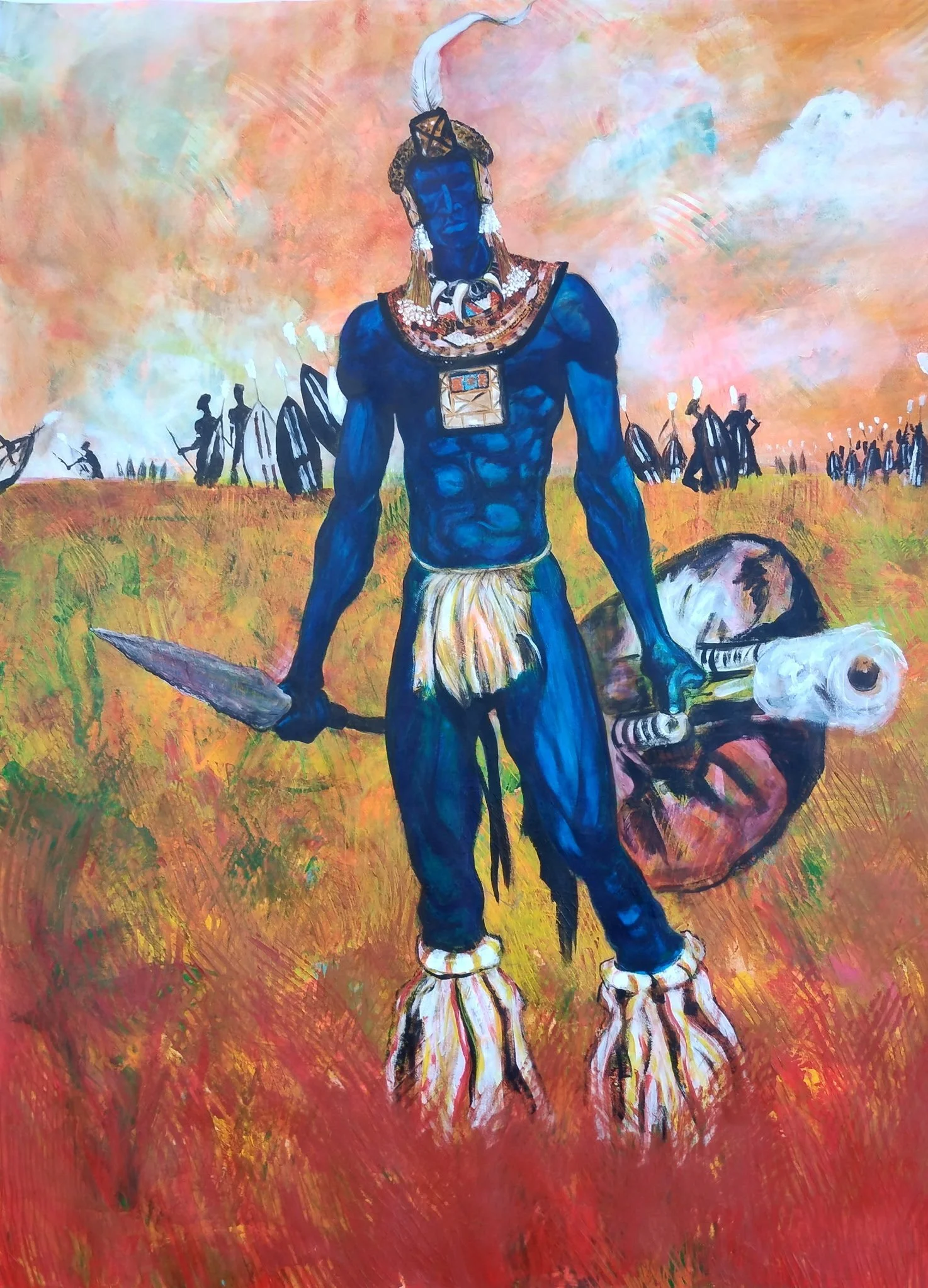 "Shaka Zulu,” 50" x 38.5", cotton rag paper, 2025