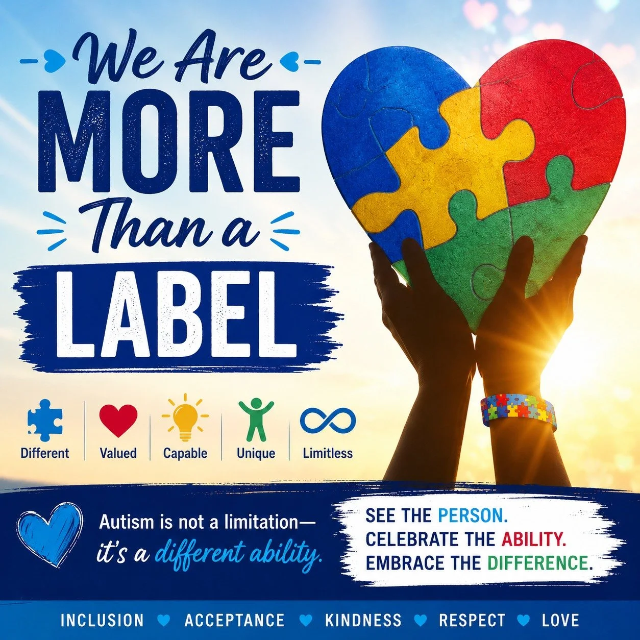 💙 We Are More Than a Label 🌷
Click on the links in my bio for the clickable links

Sometimes society focuses so much on what a person supposedly can't do that it forgets to see what they can do.

I believe we should look beyond labels and recognize